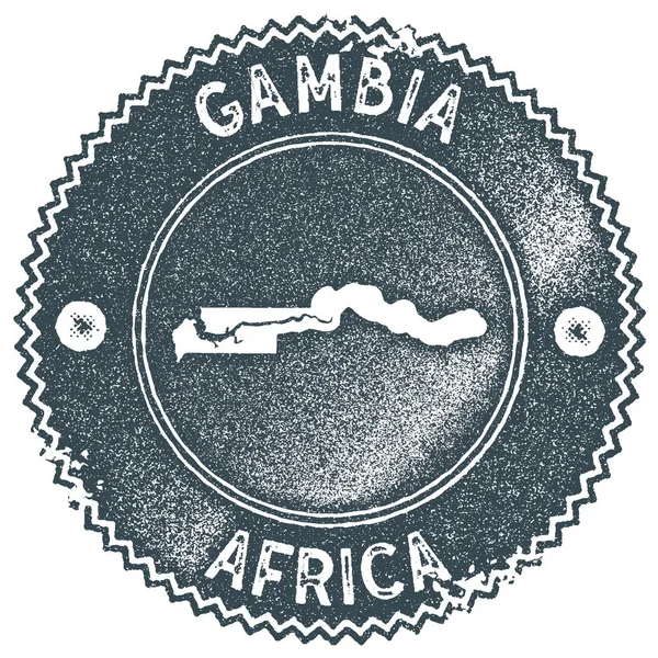 Mapa de Gambia sello vintage Estilo retro insignia de etiqueta hecha a mano o elemento para recuerdos de viaje Dark — Vector de stock