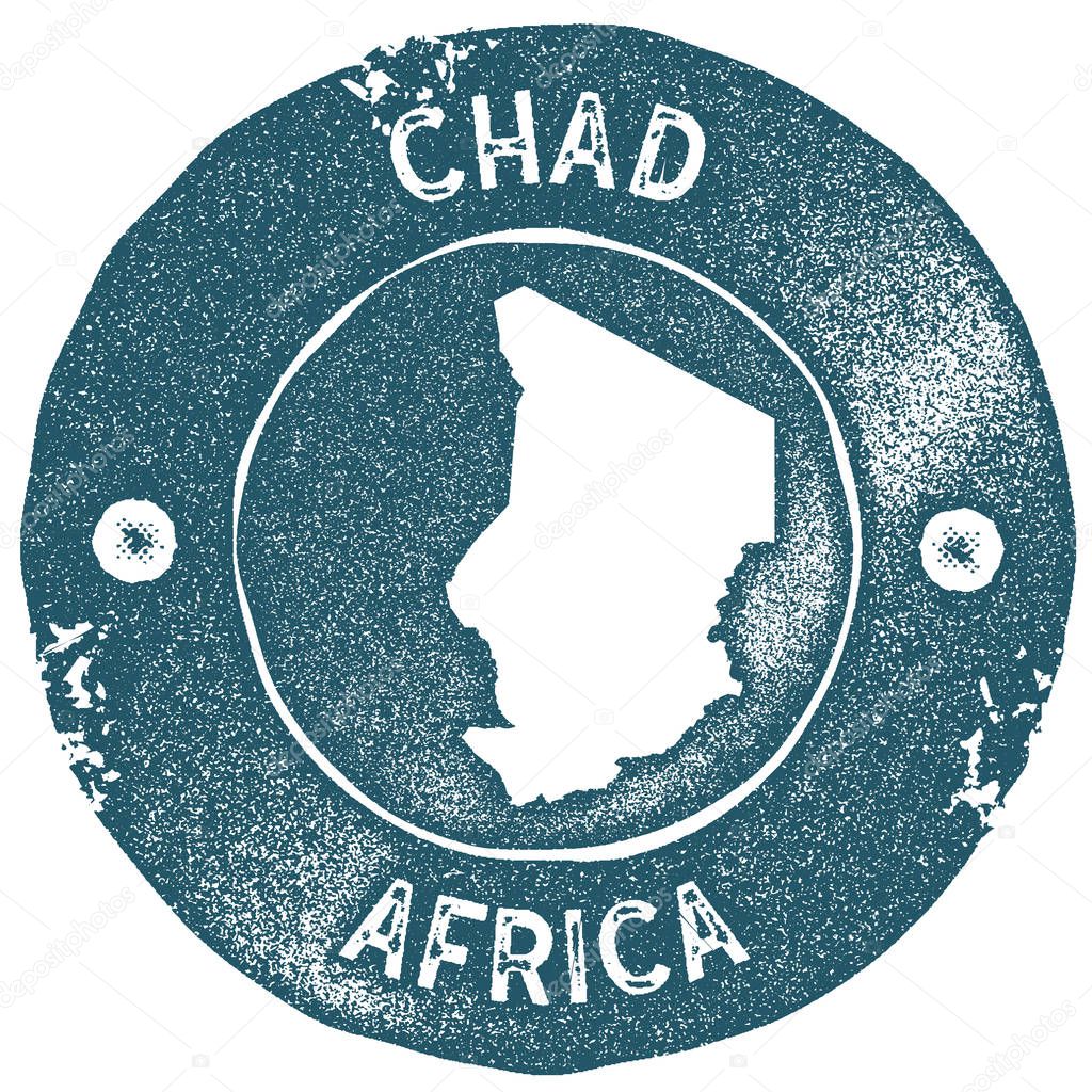 Chad map vintage stamp Retro style handmade label Chad badge or element for travel souvenirs