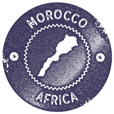 Fas Haritası vintage damga Retro tarzı el yapımı etiket rozet veya öğe seyahat Hediyelik derin