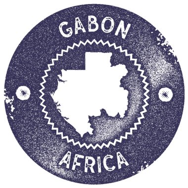 Gabon harita vintage damga Retro tarzı el yapımı etiket rozet veya öğe seyahat Hediyelik derin