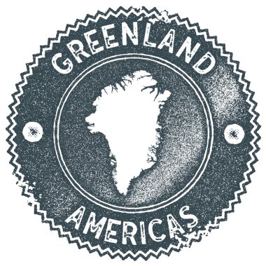 Greenland map vintage stamp Retro style handmade label badge or element for travel souvenirs Dark clipart