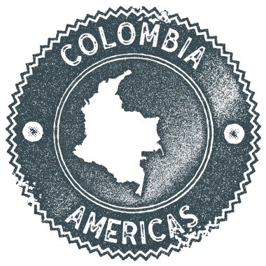 Kolombiya Haritası vintage damga Retro tarzı el yapımı etiket rozet veya öğe seyahat Hediyelik karanlık