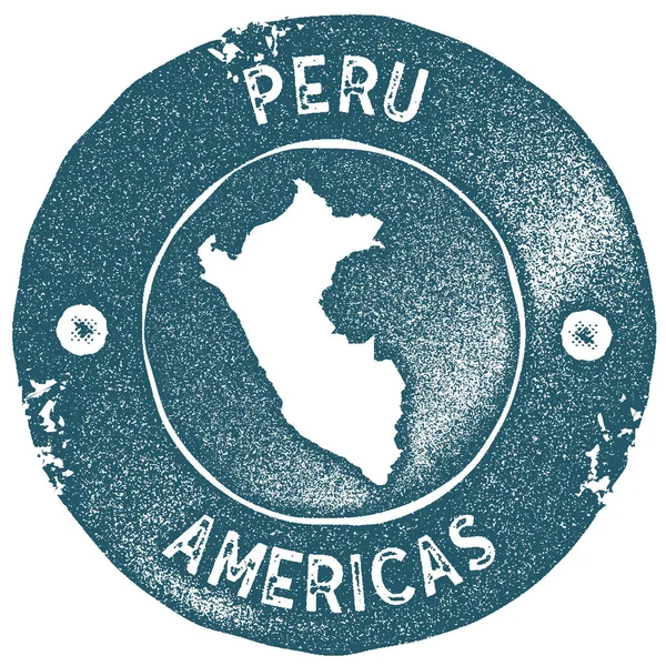 Mapa de Perú sello vintage Etiqueta hecha a mano estilo retro Insignia de Perú o elemento para recuerdos de viajes — Archivo Imágenes Vectoriales