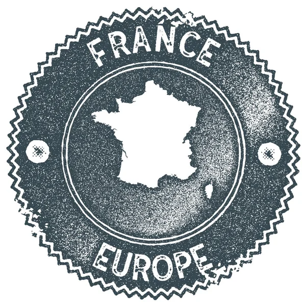 Francia mappa timbro vintage Stile retrò badge etichetta fatta a mano o elemento per souvenir di viaggio Scuro — Vettoriale Stock