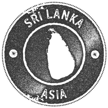 Sri Lanka Haritası vintage damga Retro tarzı el yapımı etiket rozet veya öğe seyahat Hediyelik karanlık
