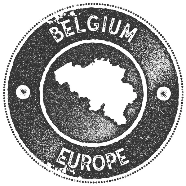 Bélgica mapa vintage sello estilo retro etiqueta hecha a mano insignia o elemento para recuerdos de viaje oscuro — Vector de stock
