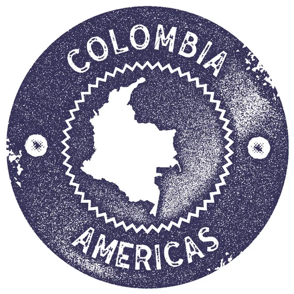 Colombia mappa timbro vintage Stile retrò badge etichetta fatta a mano o elemento per souvenir di viaggio Profondo — Vettoriale Stock