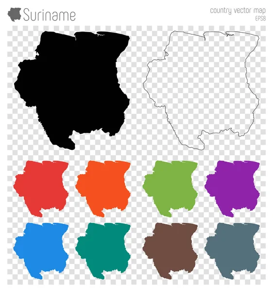 Suriname hohe detaillierte Karte Land Silhouette Symbol isoliert suriname schwarze Karte Umrissvektor — Stockvektor