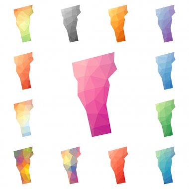 Bize haritalar koleksiyonu parlak soyut mozaik Devlet Vermont geometrik poligonal mozaik stili