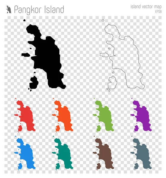 Детальная карта острова Пангкор Остров Силуэт Изолированная черная карта острова Пангкор — стоковый вектор