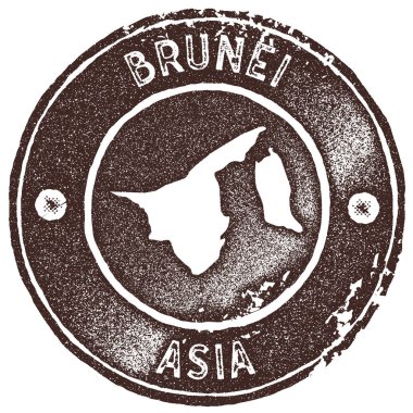 Brunei harita vintage damgası Retro tarzı el yapımı etiketi rozet veya öğe için seyahat Hatıra Eşyası Brown
