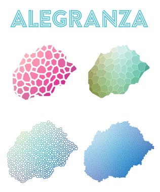 Alegranza poligonal Adası Haritası mozaik stilini koleksiyonu parlak soyut mozaik haritalar