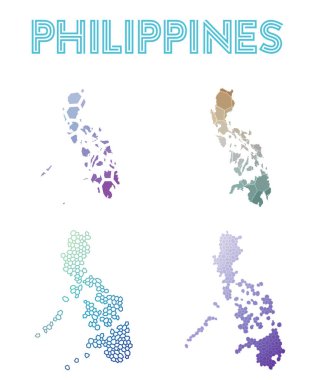 Filipinler poligonal harita mozaik tarzı koleksiyon parlak soyut mozaik geometrik haritalar