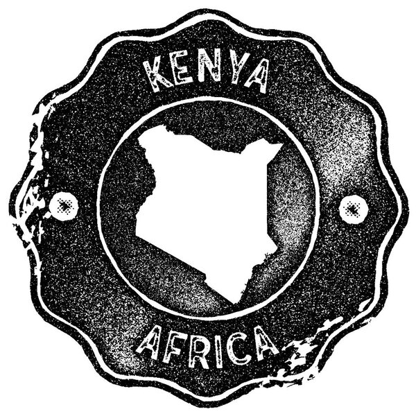 Карта Кении винтажный штамп Ретро стиль этикетки ручной работы знак или элемент для путешествий сувениры Черный
