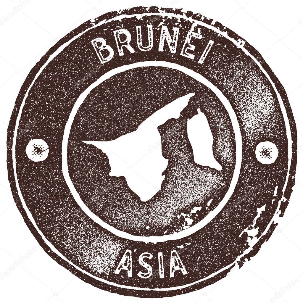 Brunei map vintage stamp Retro style handmade label badge or element for travel souvenirs Brown
