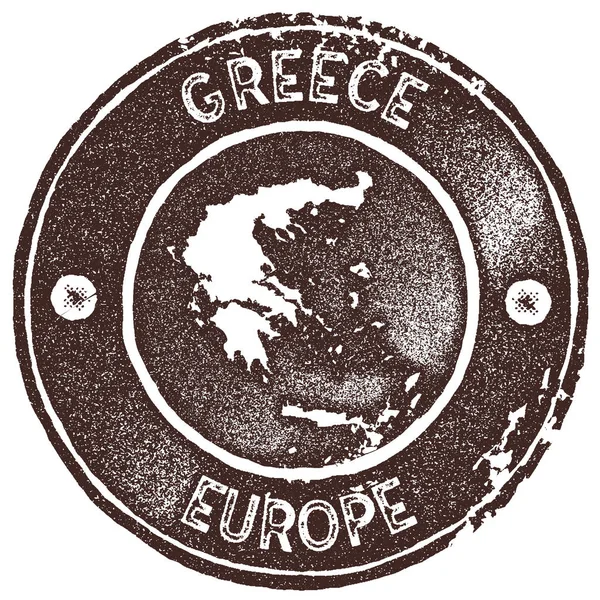 ギリシャ地図スタンプ レトロなスタイルの手作りラベルのバッジまたは要素の旅行土産ブラウン — ストックベクタ