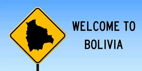 Carte de la Bolivie sur panneau de signalisation Grande affiche avec carte de pays Bolivie sur panneau de signalisation jaune losange vectoriel — Image vectorielle