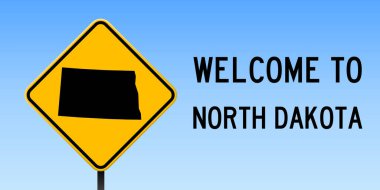 Kuzey Dakota harita üzerinde yol işaret Kuzey Dakota ile geniş poster bize devlet harita üzerinde sarı rhomb yol işaret