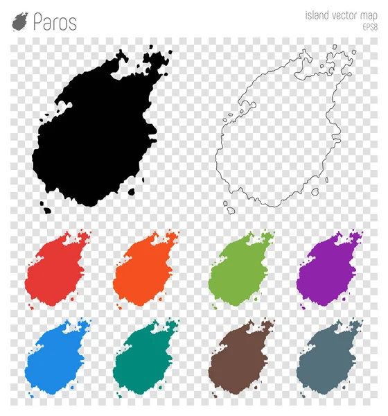 Paros yüksek Detaylı harita Adası siluet simge izole Paros siyah harita anahat vektör