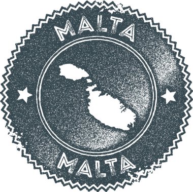 Malta Haritası vintage damga Retro tarzı el yapımı etiket rozet veya öğe seyahat Hediyelik karanlık