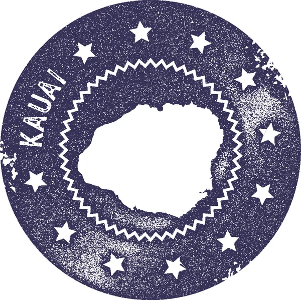 Kauai mapa sello vintage Estilo retro placa de etiqueta hecha a mano o elemento para recuerdos de viaje Profundo — Vector de stock