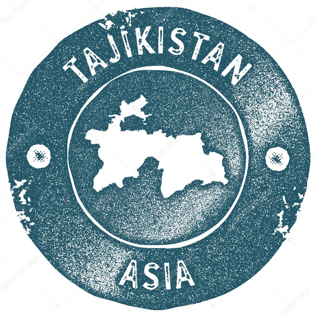 Tajikistan map vintage stamp Retro style handmade label Tajikistan badge or element for travel