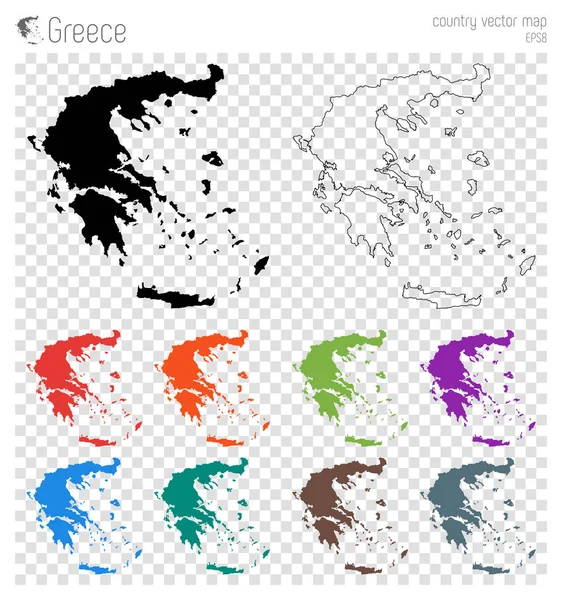 Ελλάδα υψηλή λεπτομερή χάρτη χώρα σιλουέτα εικονίδιο απομονωμένη Ελλάδα Χάρτης μαύρο περίγραμμα διάνυσμα — Διανυσματικό Αρχείο