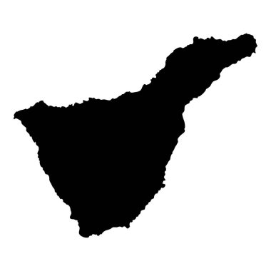 Tenerife harita Adası siluet simge izole Tenerife siyah harita anahat vektör çizim
