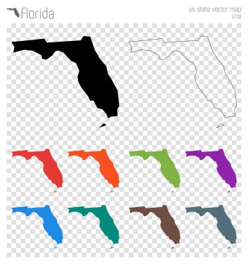 Florida yüksek Detaylı harita bize devlet siluet simge izole Florida siyah harita anahat vektör