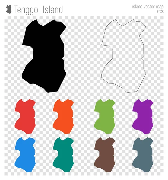 Isla Tenggol alto mapa detallado icono de la silueta Isla Tenggol aislado contorno del mapa negro — Vector de stock