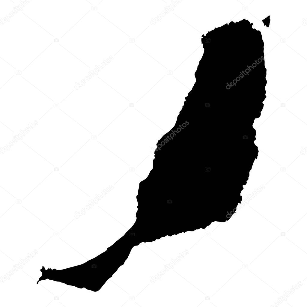 Fuerteventura map Island silhouette icon Isolated Fuerteventura black map outline Vector