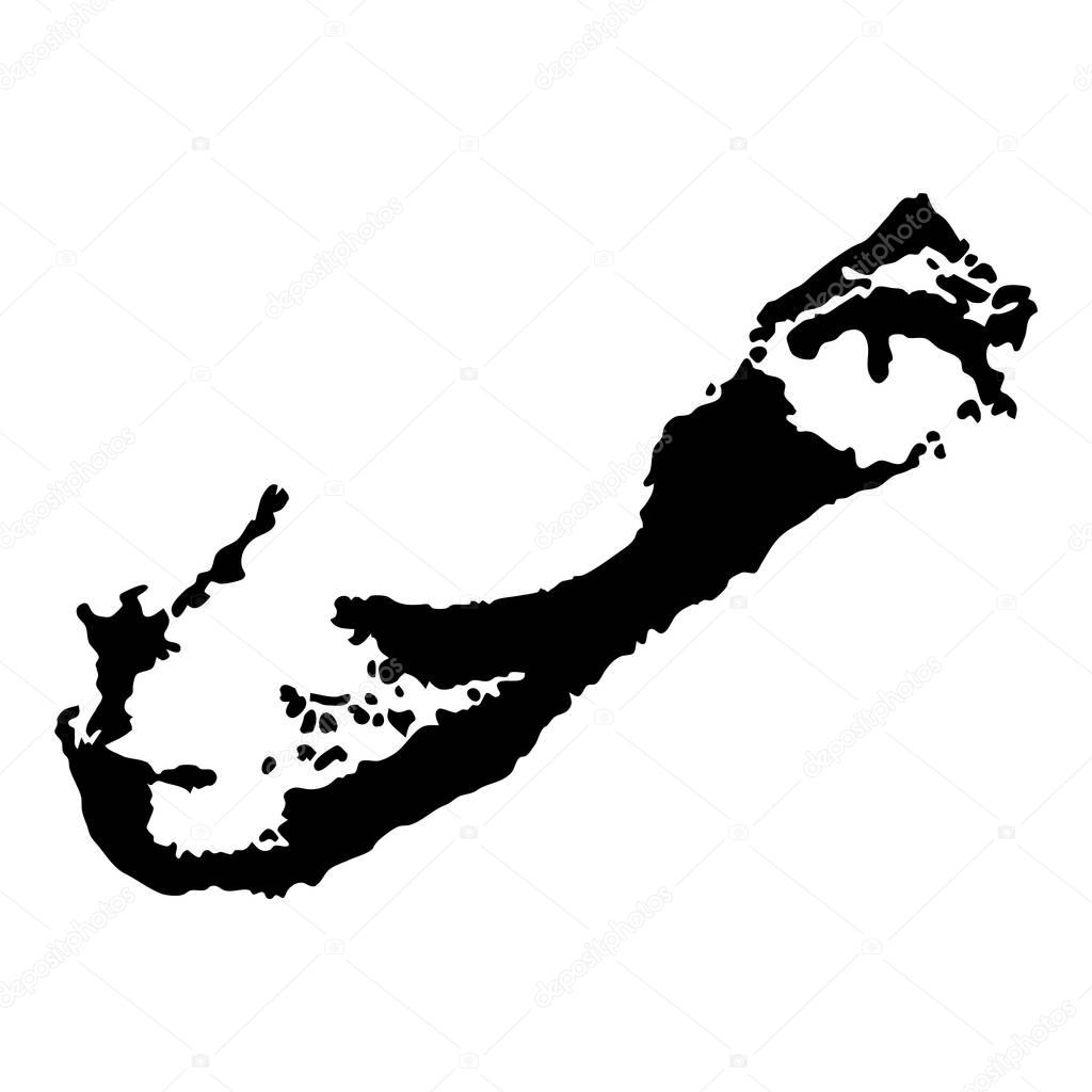 Bermuda map Island silhouette icon Isolated Bermuda black map outline Vector illustration
