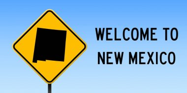 New Mexico harita üzerinde yol işaret New Mexico ile geniş poster bize devlet harita üzerinde sarı rhomb yol işaret