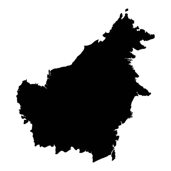 Borneo harita Adası siluet simge izole Borneo siyah harita anahat vektör çizim — Stok Vektör