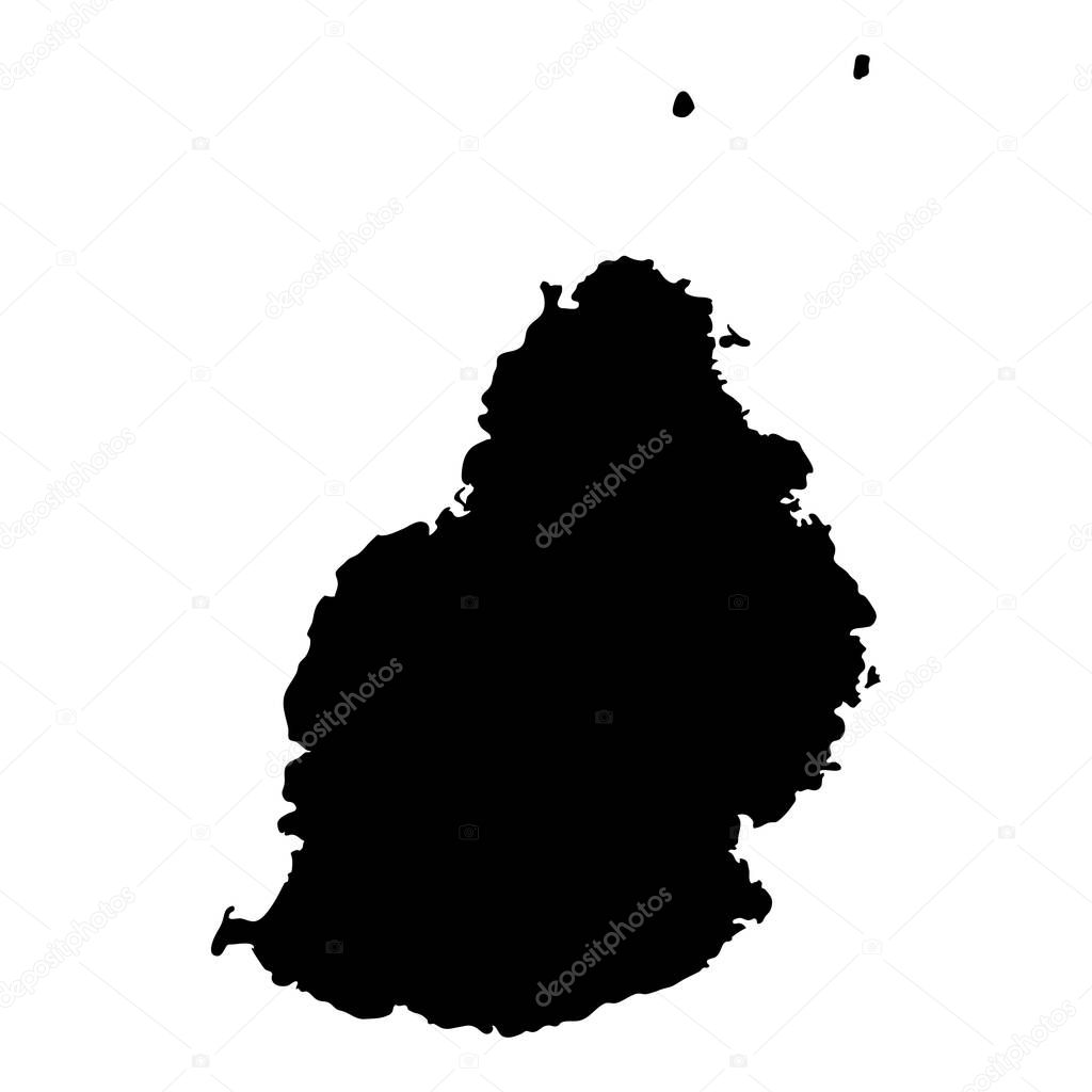 Mauritius map Island silhouette icon Isolated Mauritius black map outline Vector illustration