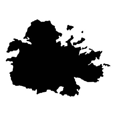 Antigua harita Adası siluet simge izole Antigua siyah harita anahat vektör çizim