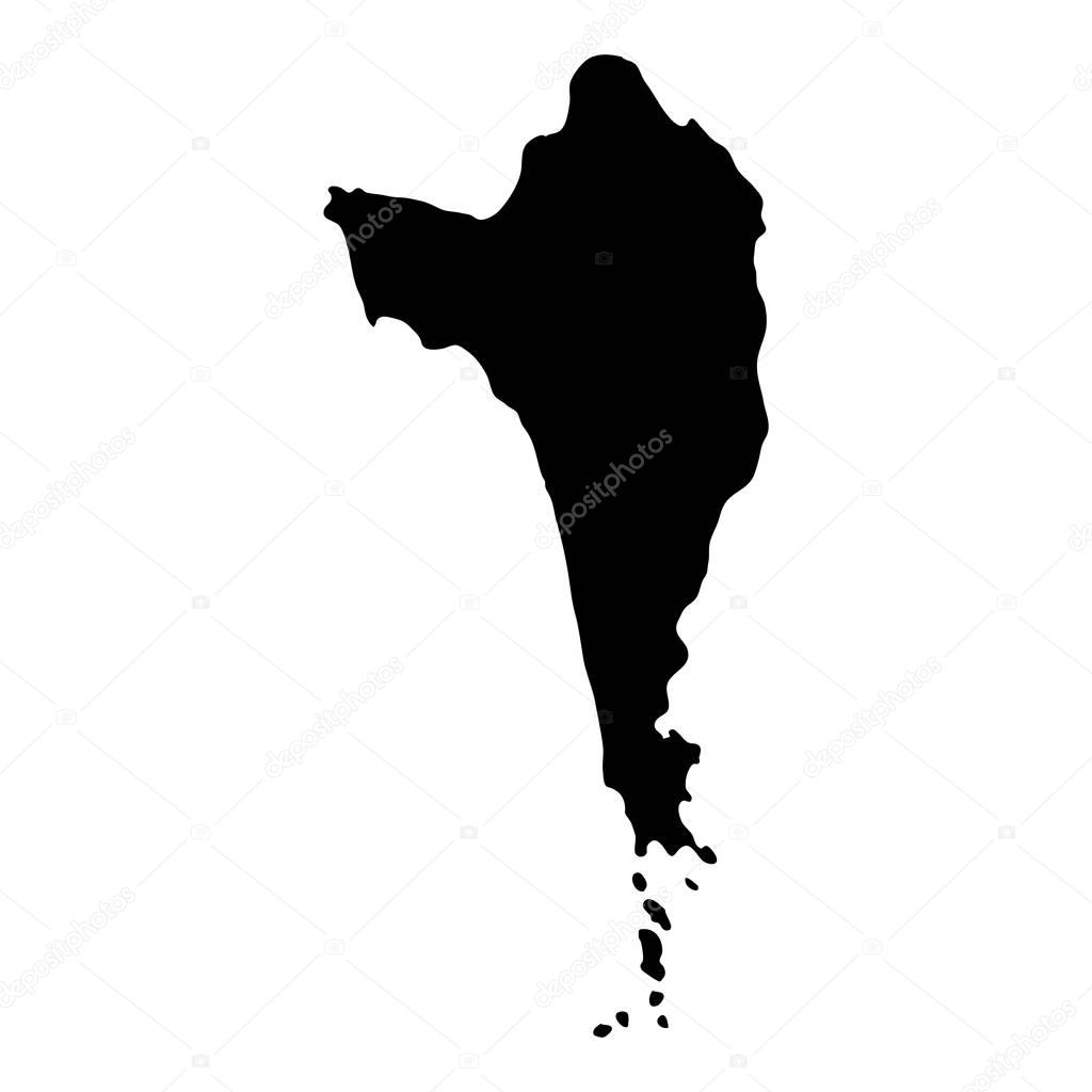 Phu Quoc map Island silhouette icon Isolated Phu Quoc black map outline Vector illustration