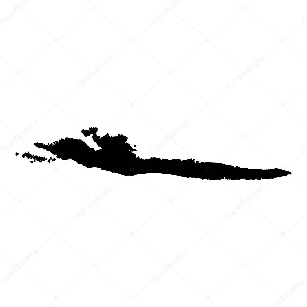 Hvar map Island silhouette icon Isolated Hvar black map outline Vector illustration