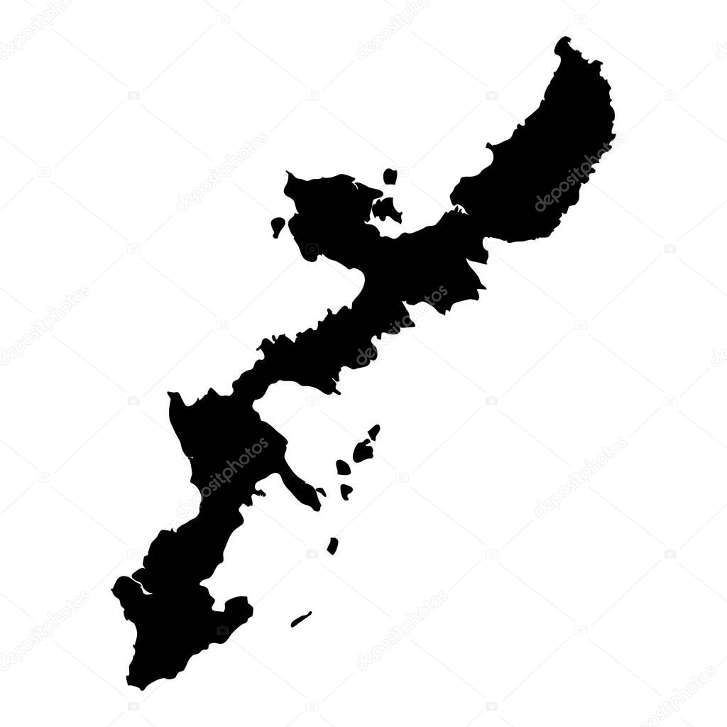 Okinawa Island map Island silhouette icon Isolated Okinawa Island black map outline Vector