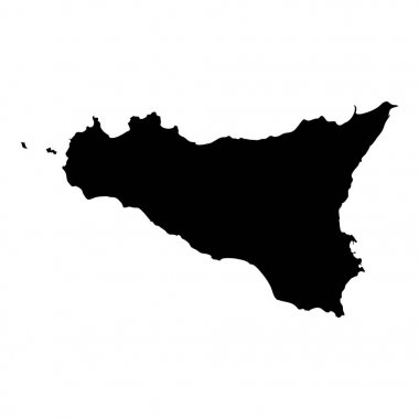 Sicilia harita Adası siluet simge izole Sicilia siyah harita anahat vektör çizim