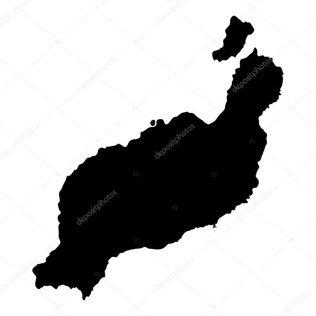 Lanzarote map Island silhouette icon Isolated Lanzarote black map outline Vector illustration