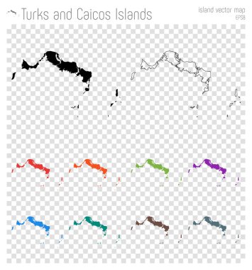 Turks ve Caicos Adaları yüksek Detaylı harita Adası siluet simge izole Turks ve Caicos
