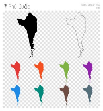 Phu Quoc yüksek Detaylı harita Adası siluet simge izole Phu Quoc siyah harita anahat vektör