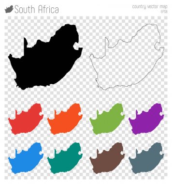 Güney Afrika yüksek Detaylı harita ülke siluet simge izole Güney Afrika siyah harita anahat