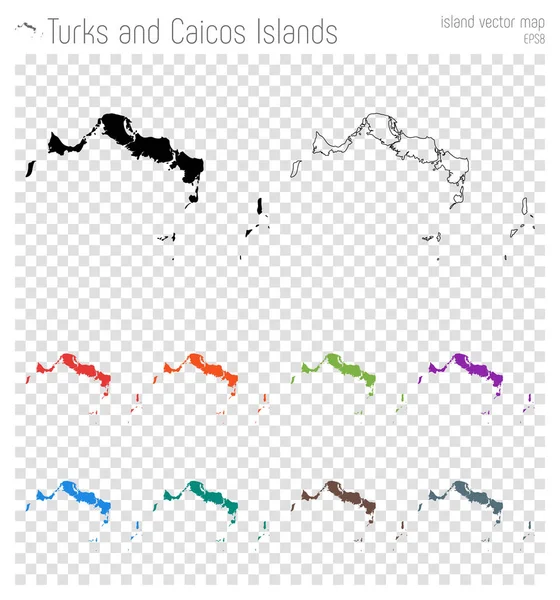 Turks and Caicos Islands high detailed map Isolated Turks and Caicos — стоковый вектор