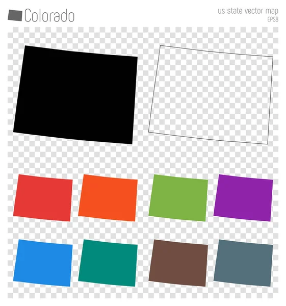 Colorado mapa detalhado alto Nós estado silhueta ícone isolado Colorado mapa preto esboço Vector —  Vetores de Stock