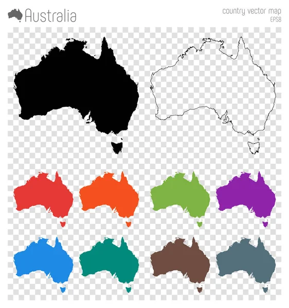 Austrália mapa detalhado alto ícone de silhueta do país Isolado Austrália mapa preto esboço Vector —  Vetores de Stock