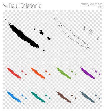 Yeni Kaledonya yüksek Detaylı harita ülke siluet simge izole Yeni Kaledonya siyah harita anahat