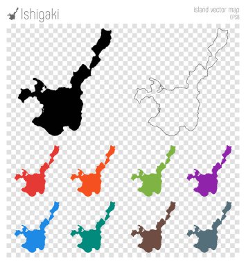 Ishigaki yüksek Detaylı harita Adası siluet simge izole Ishigaki siyah harita anahat vektör
