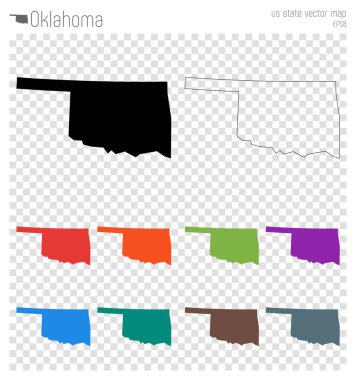 Oklahoma yüksek Detaylı harita bize devlet siluet simge izole Oklahoma siyah harita anahat vektör